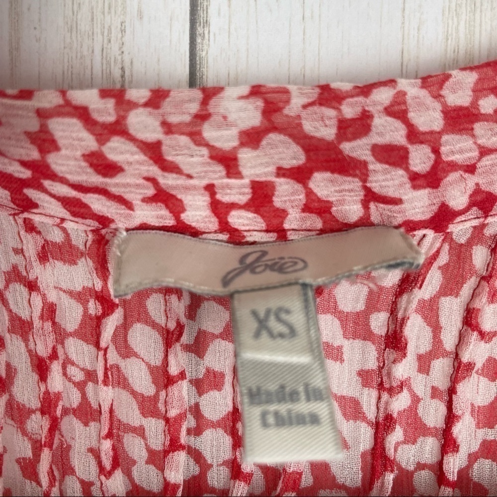 Joie red silk sheer tie blouse xs - Picture 3 of 6